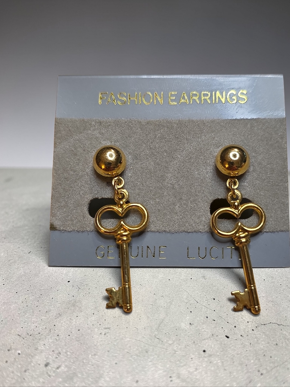 Gold Key Drop Earrings -